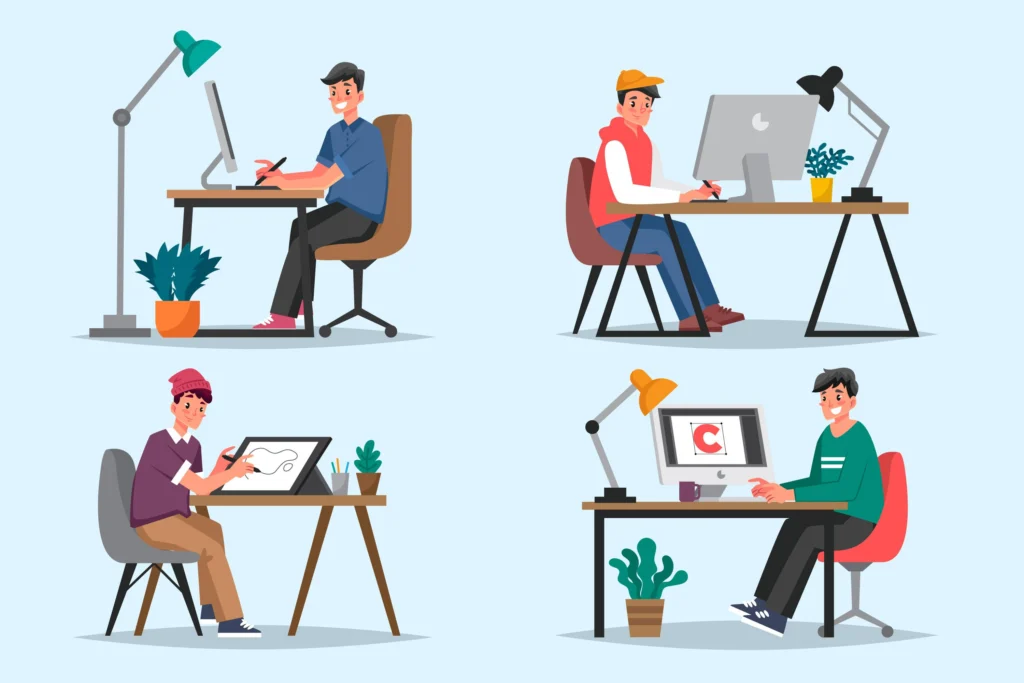 Illustration of a marketing team using animated videos to boost brand engagement and explain complex ideas