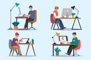 Illustration of a marketing team using animated videos to boost brand engagement and explain complex ideas